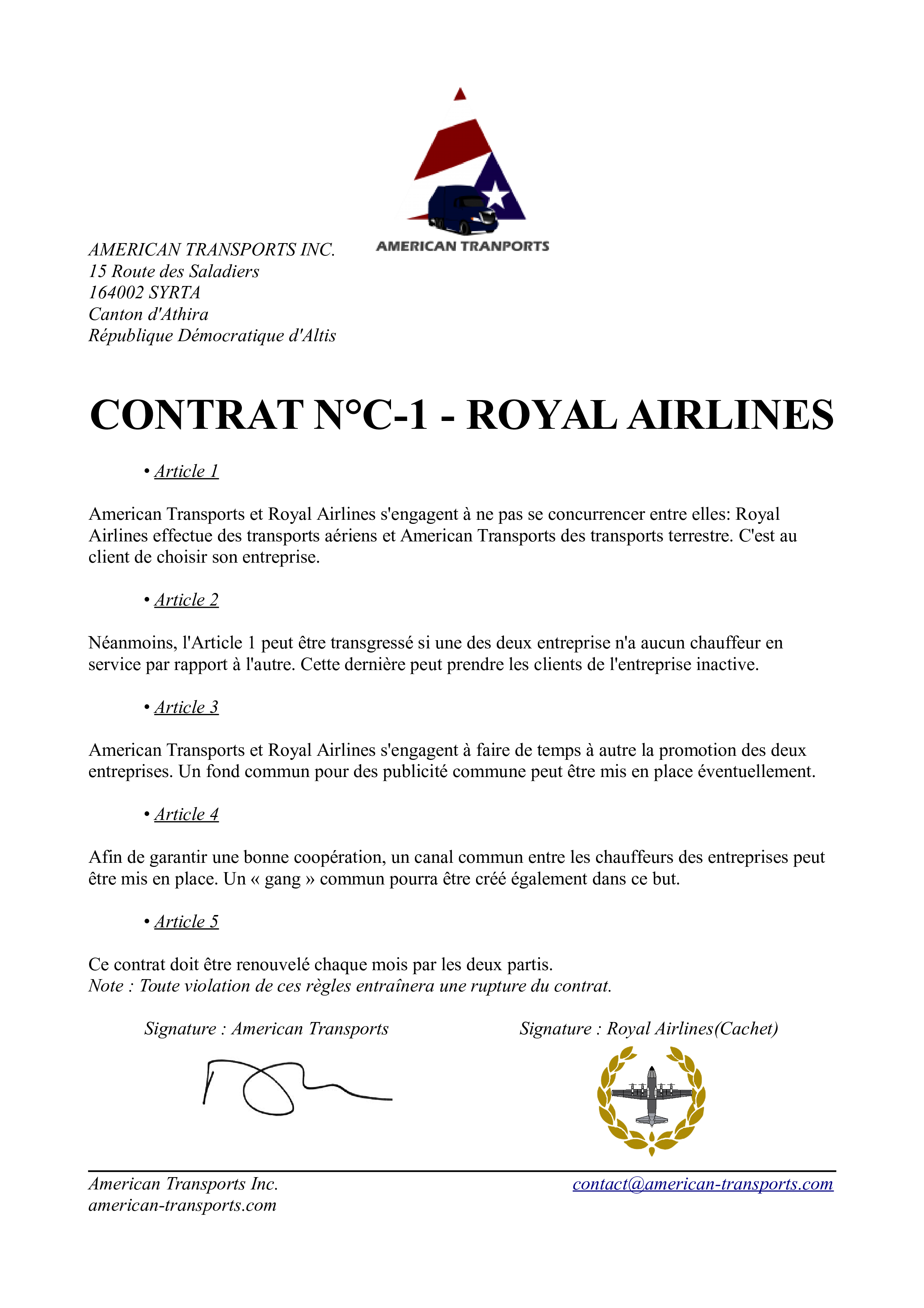 Contrat C-1, Royal Airlines.png